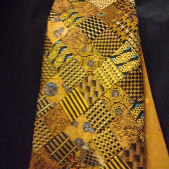 ❤️BRIONI ITALY Patchwork 100% Silk Yellow Luxurious Tie 61x4 - Picture 6 of 11